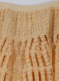 Jupe midi transparente brodée - Beige Clair