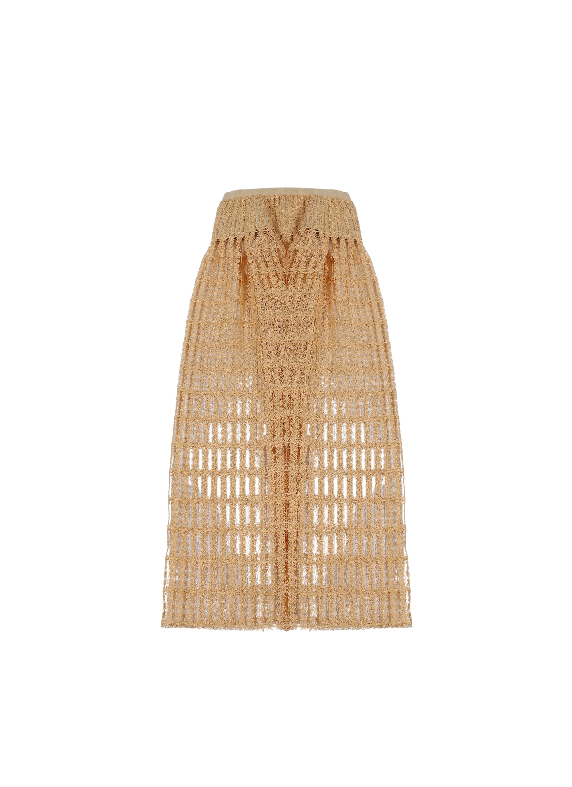 Jupe midi transparente brodée - Beige Clair