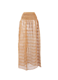 Jupe midi transparente brodée - Chamois