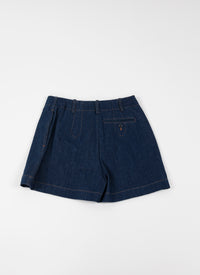 Short en jean surpiqures contrastées - Marine