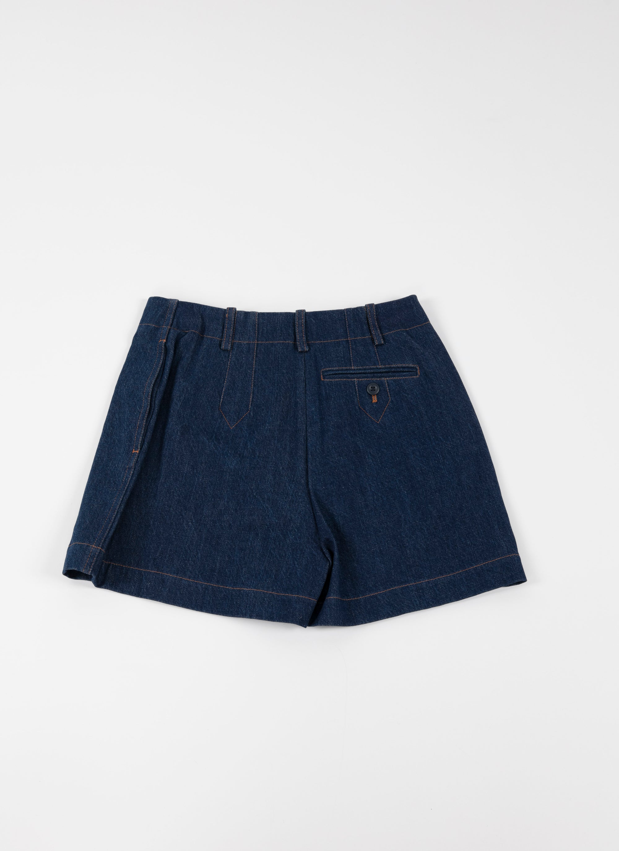 Short en jean surpiqures contrastées - Marine