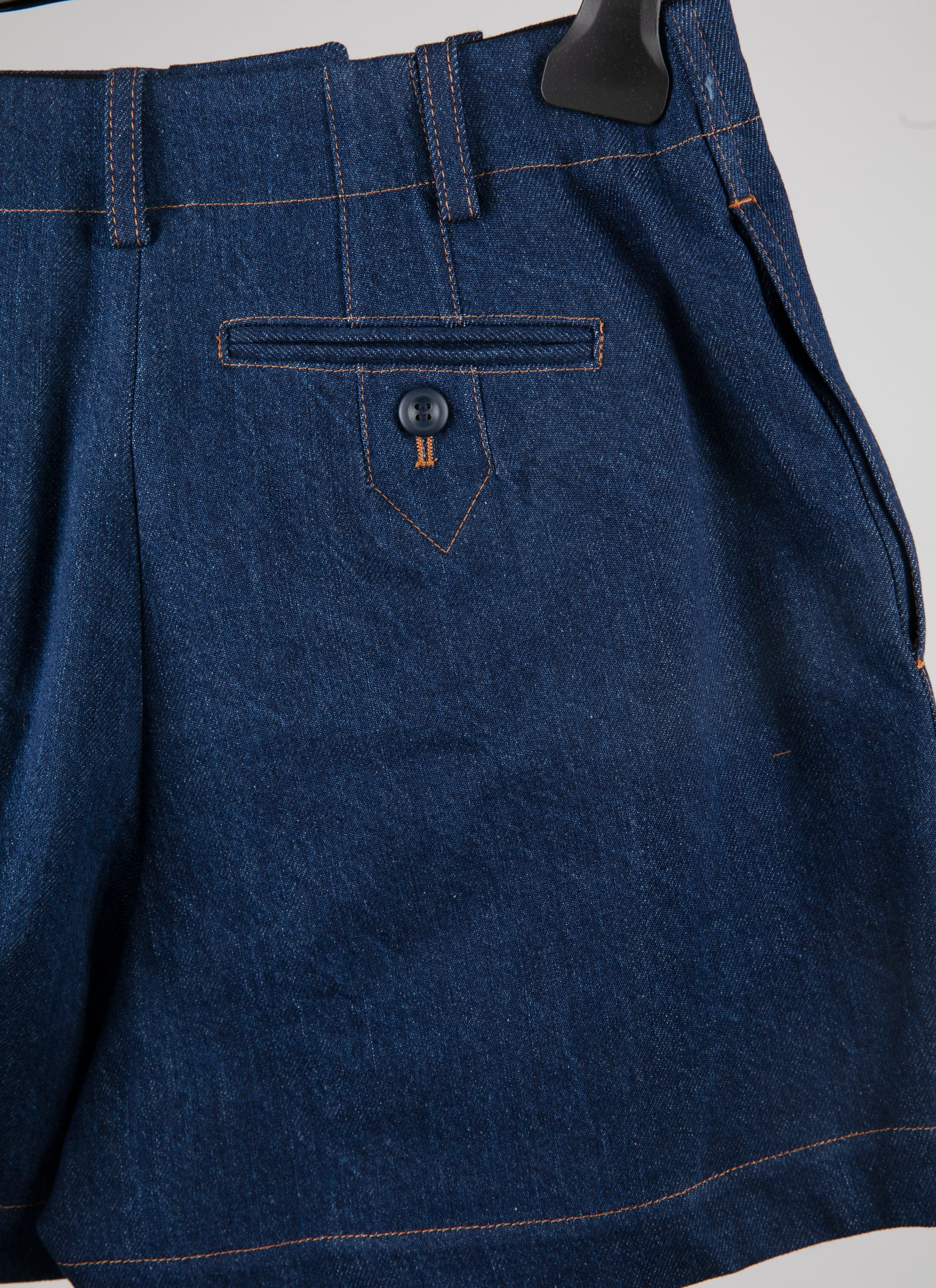 Short en jean surpiqures contrastées - Marine