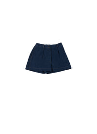 Short en jean surpiqures contrastées - Marine
