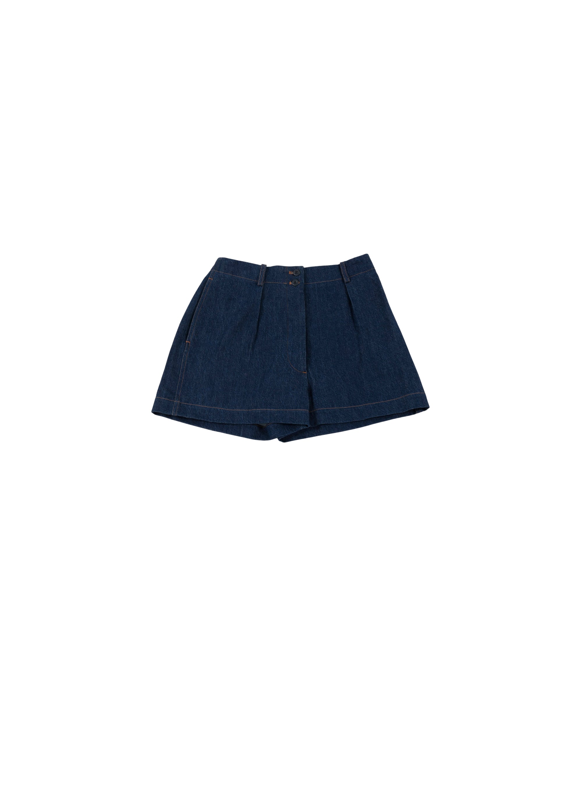 Short en jean surpiqures contrastées - Marine