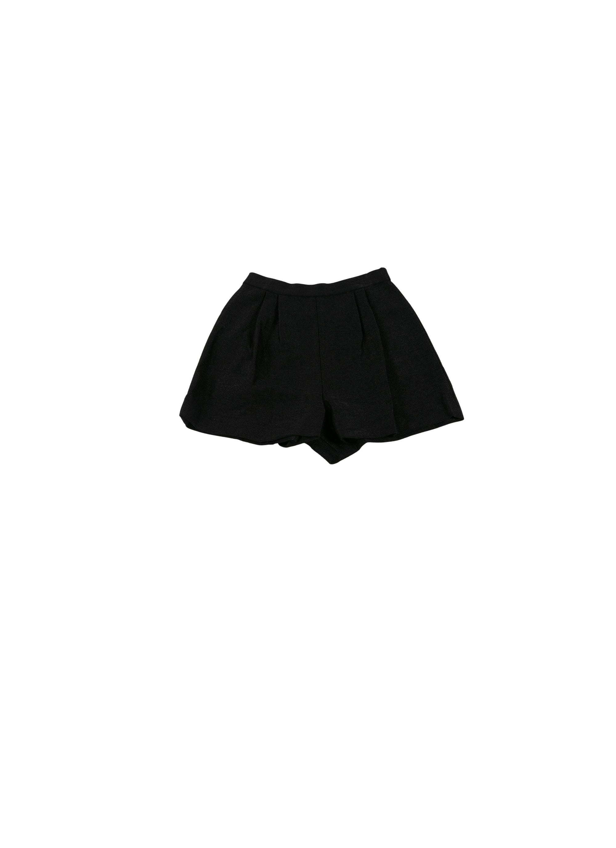 Short à pinces taille haute - Noir