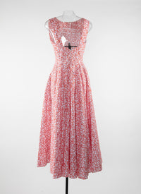 Robe Dédale mi-longue à motif - Blanc & Orange