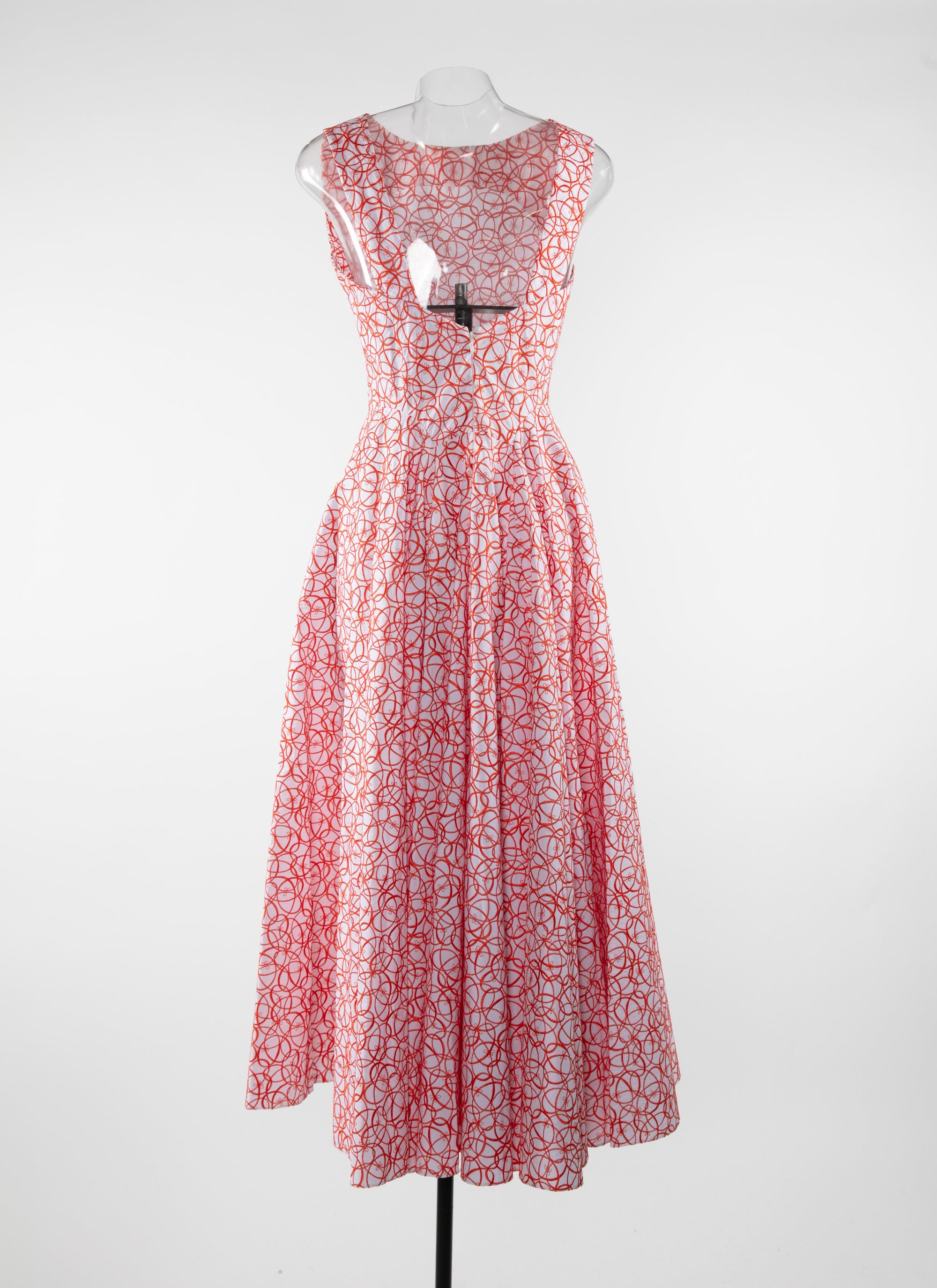 Robe Dédale mi-longue à motif - Blanc & Orange
