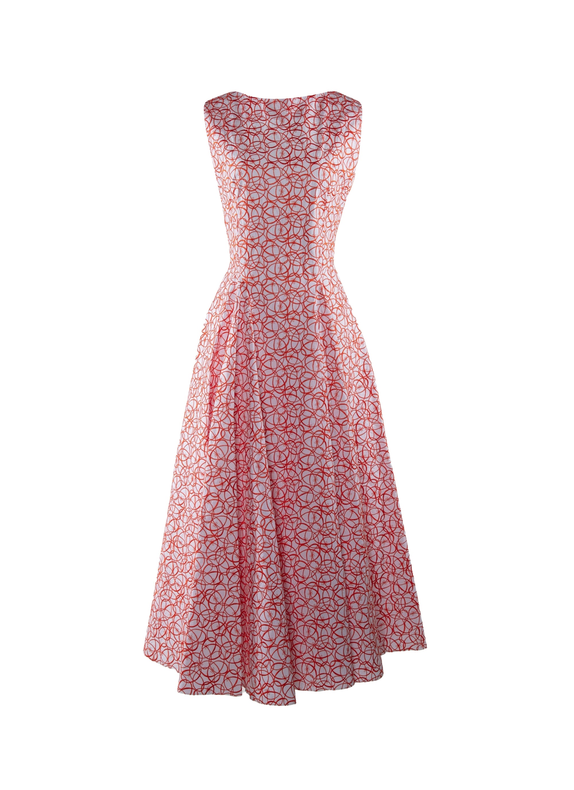 Robe Dédale mi-longue à motif - Blanc & Orange