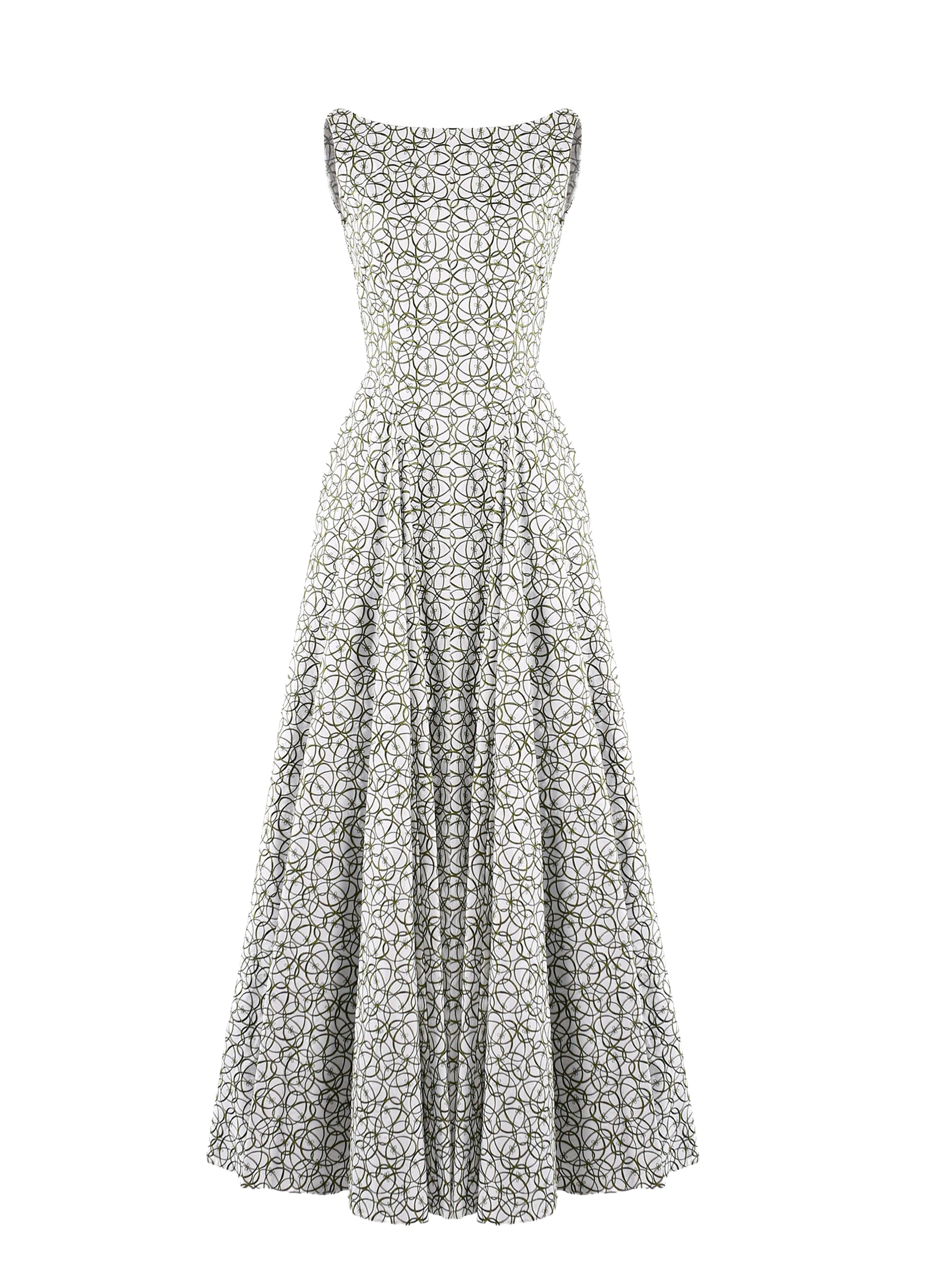 Robe Dédale longue sans manches - Blanc & Vert