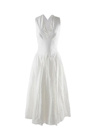 Crossed back v-neck dress - White