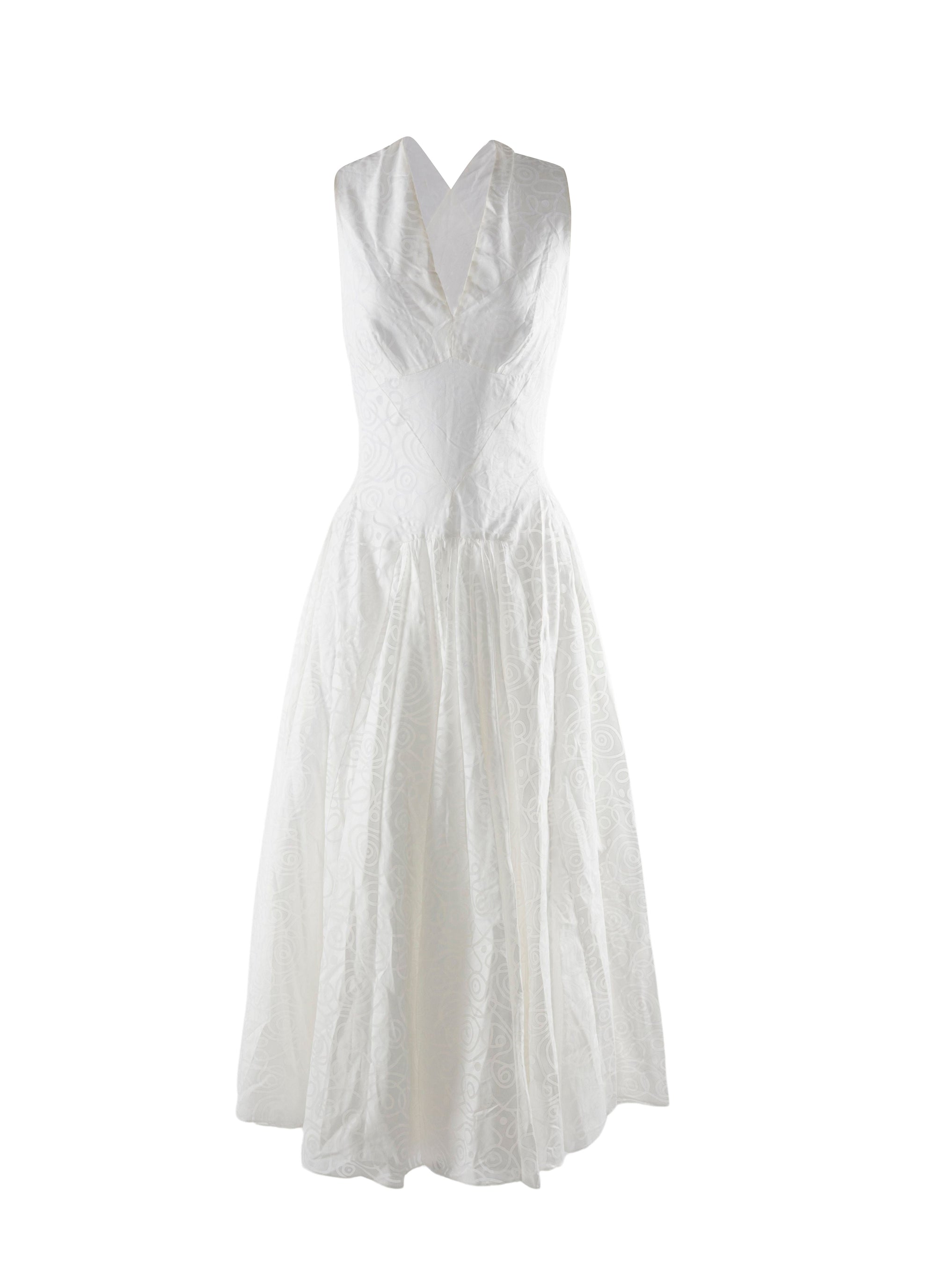 Crossed back v-neck dress - White