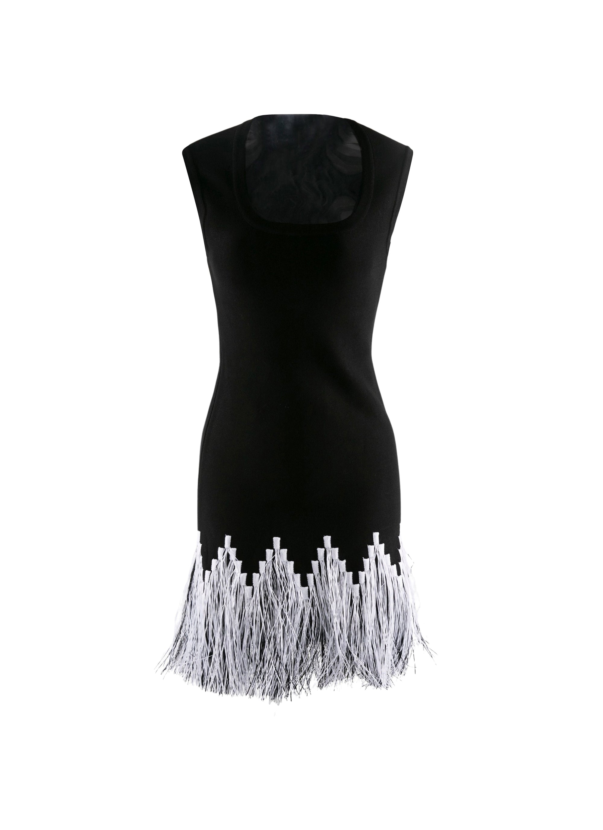 Robe sans manches à franges contrastées - Noir & Blanc