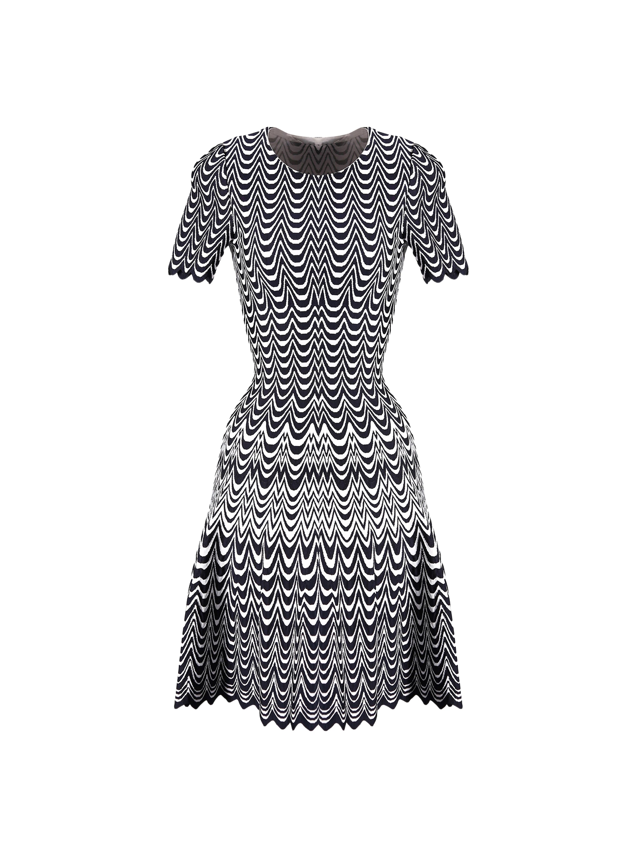 Mesh Vagues short-sleeved dress - Night & White