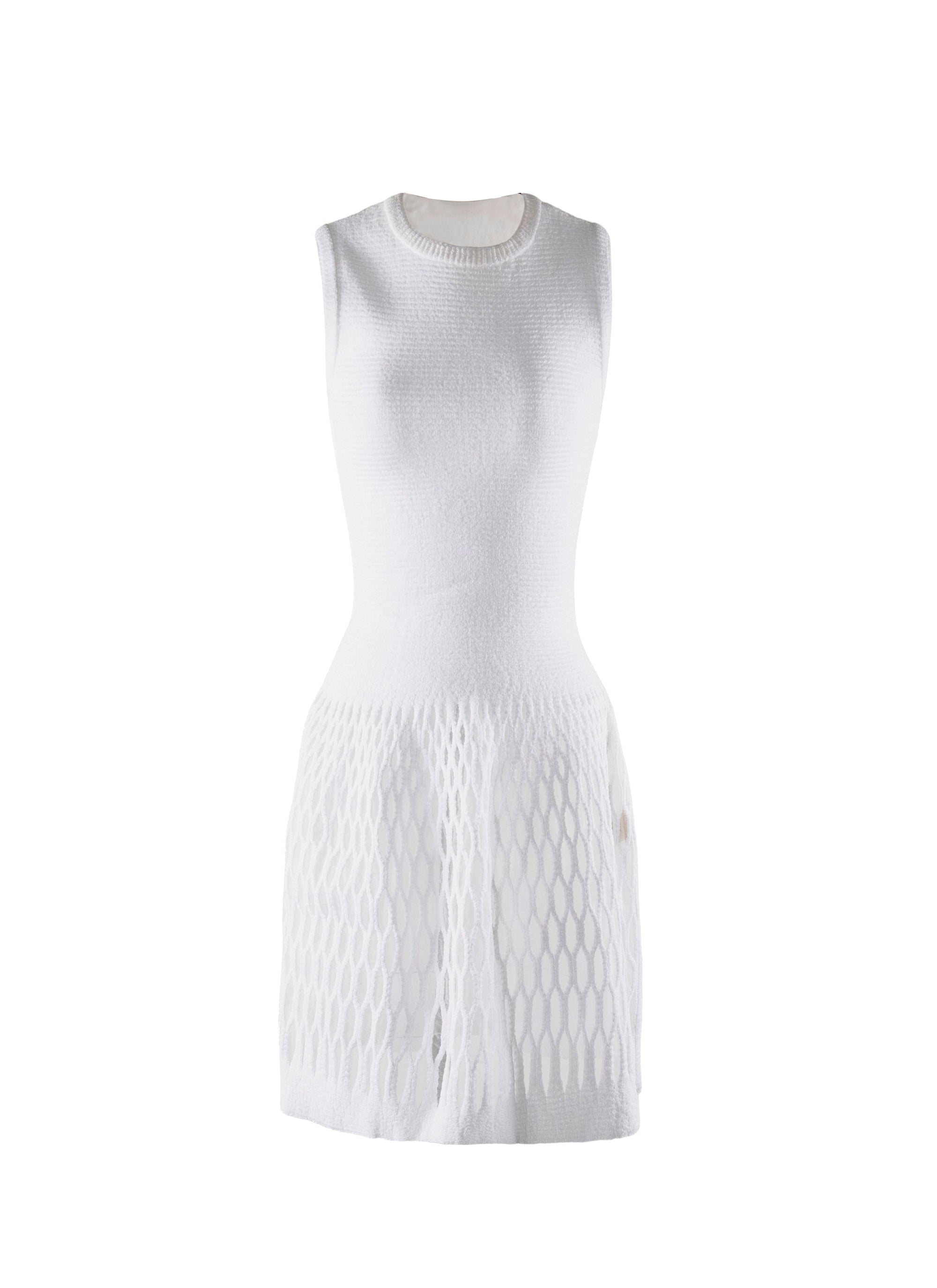 Robe sans manches perforé - Blanc