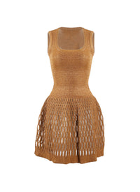 Sleeveless sheer dress - Chamois
