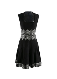 Short dress with printed belt - Black & Ivory