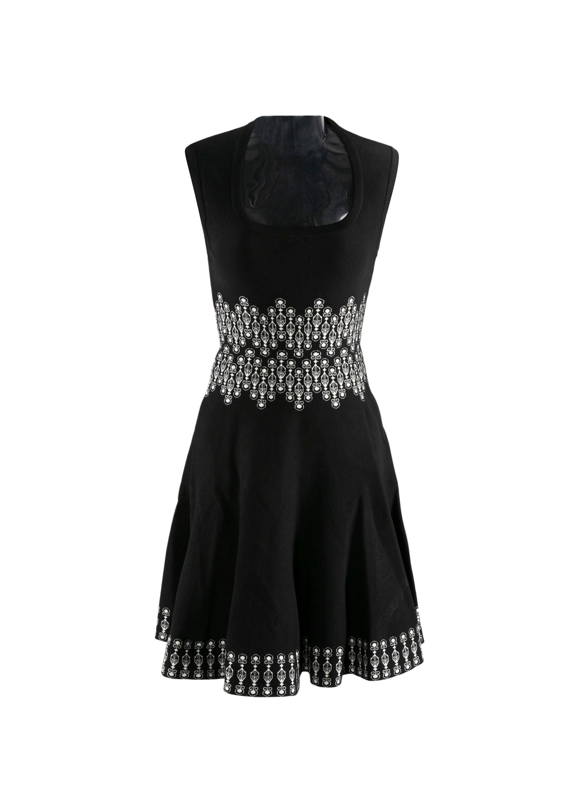 Short dress with printed belt - Black & Ivory