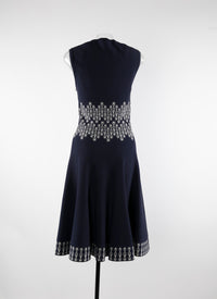 Printed belted sleeveless dress - Night & White