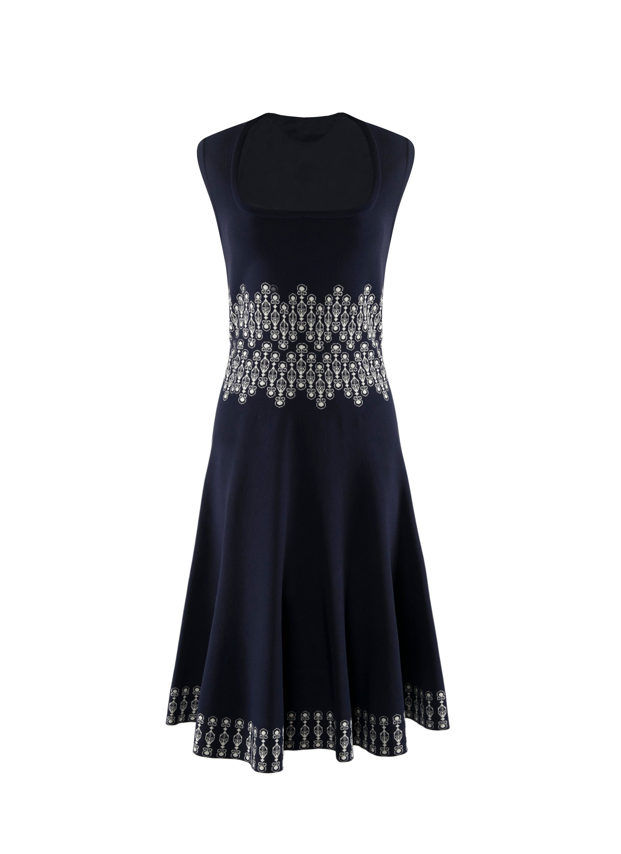 Printed belted sleeveless dress - Night & White