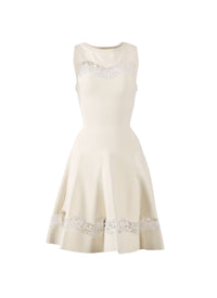 Sleeveless lace skater dress - White