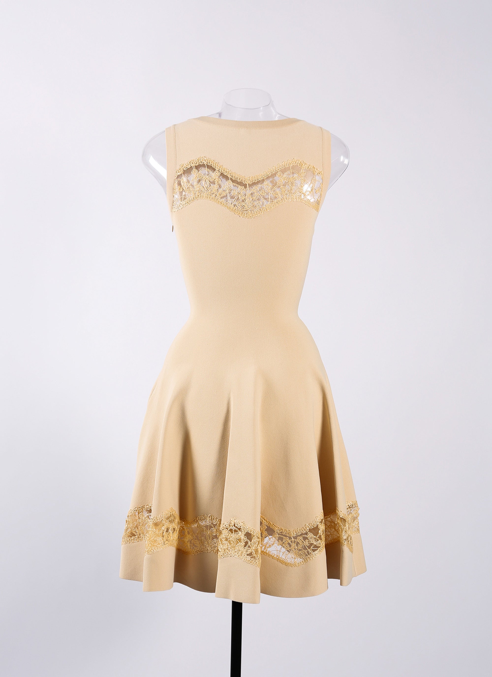 Robe sans manches en dentelle - Beige Clair