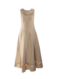 Robe patineuse mi-longue en dentelle - Beige Clair