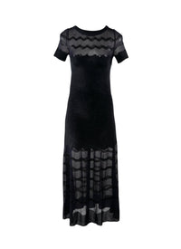 Robe à manches courtes ornée de détails transparents - Nuit
