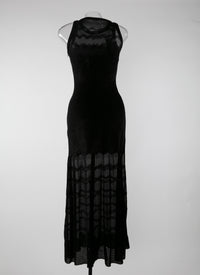 Sleeveless dress with sheer details - Black intense