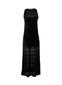 Sleeveless dress with sheer details - Black intense