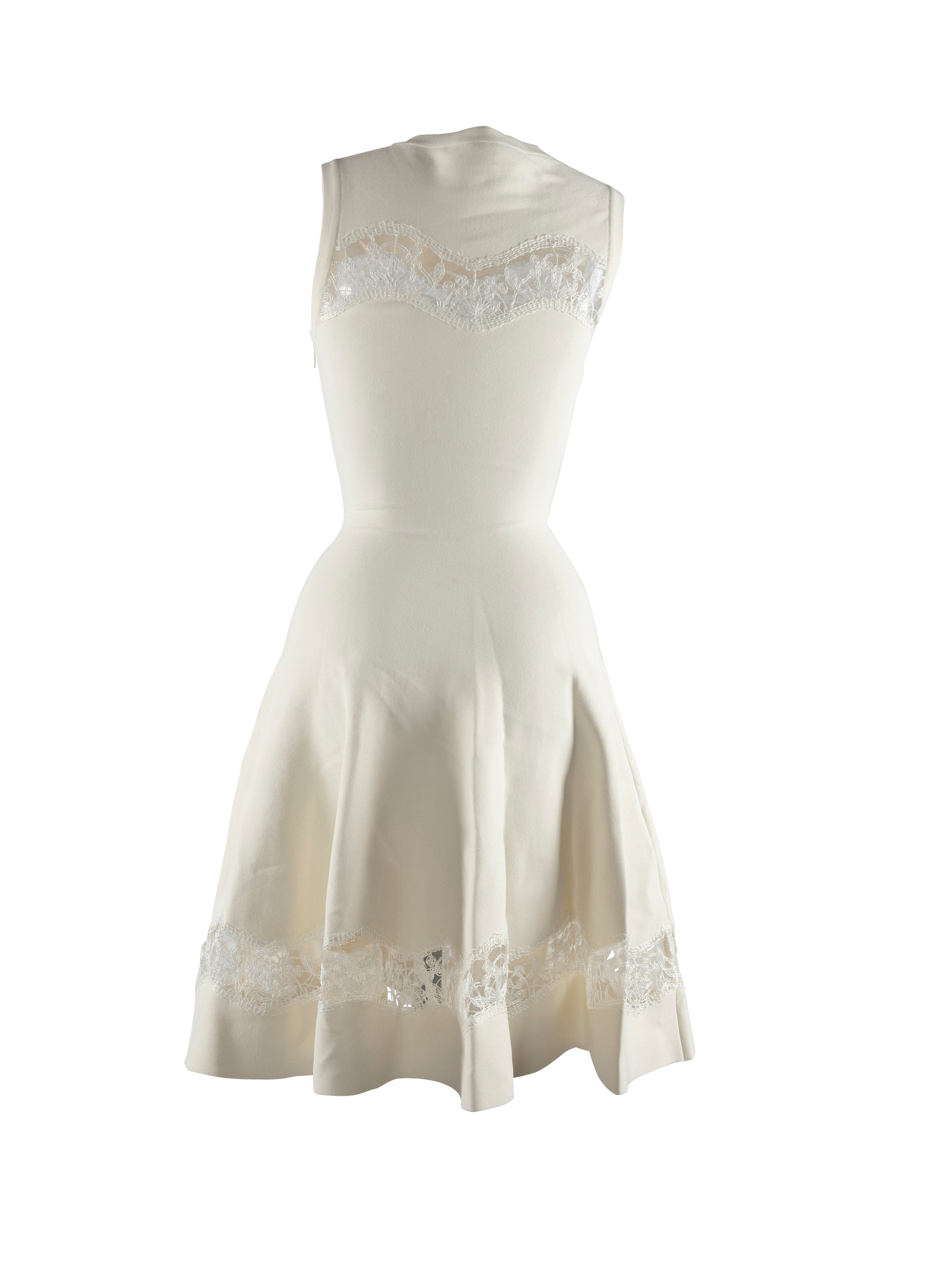 Robe patineuse en dentelle - Blanc