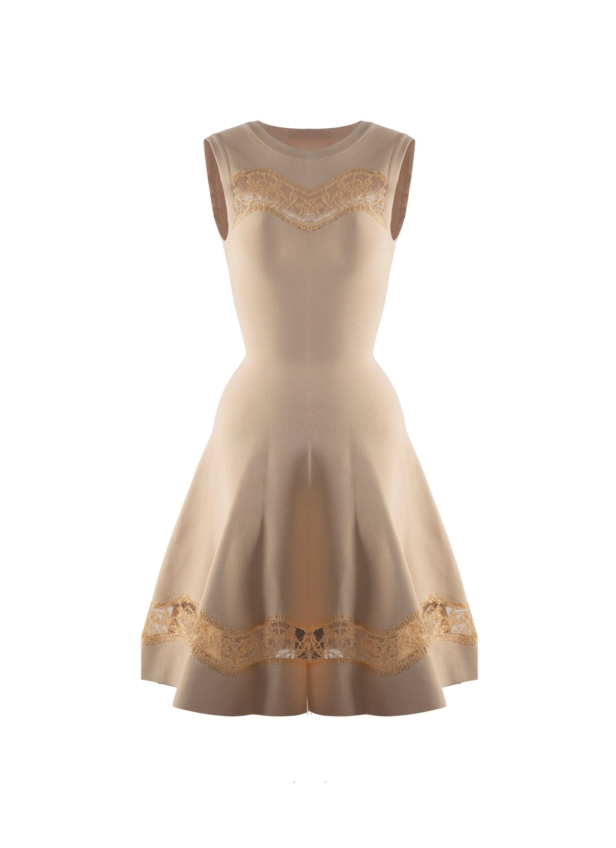 Lace Skater Dress - Light Beige