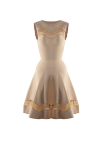 Sleeveless lace dress - Beige