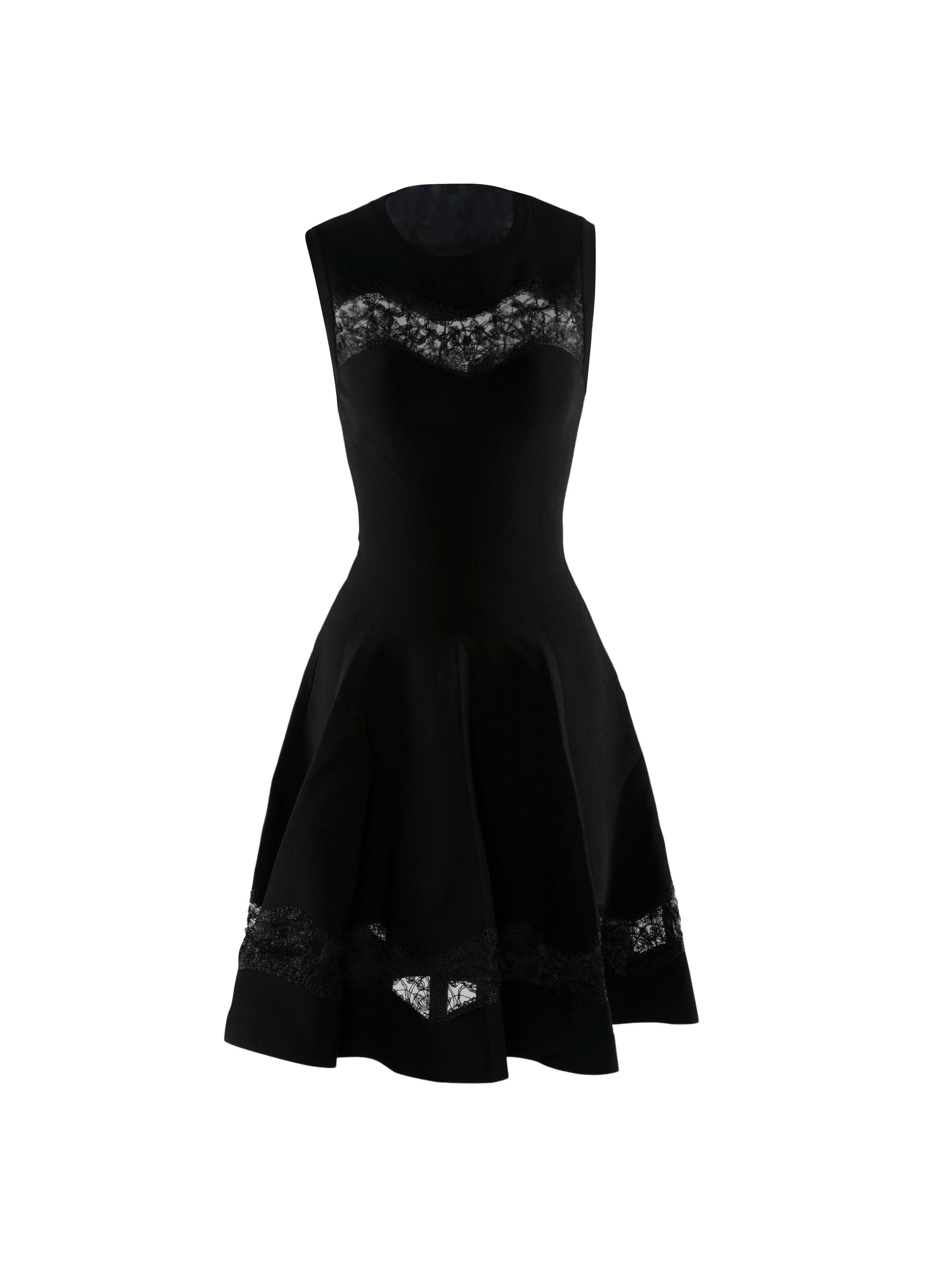 Robe patineuse en dentelle - Noir