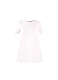 Raffia short sleeve tunic - White