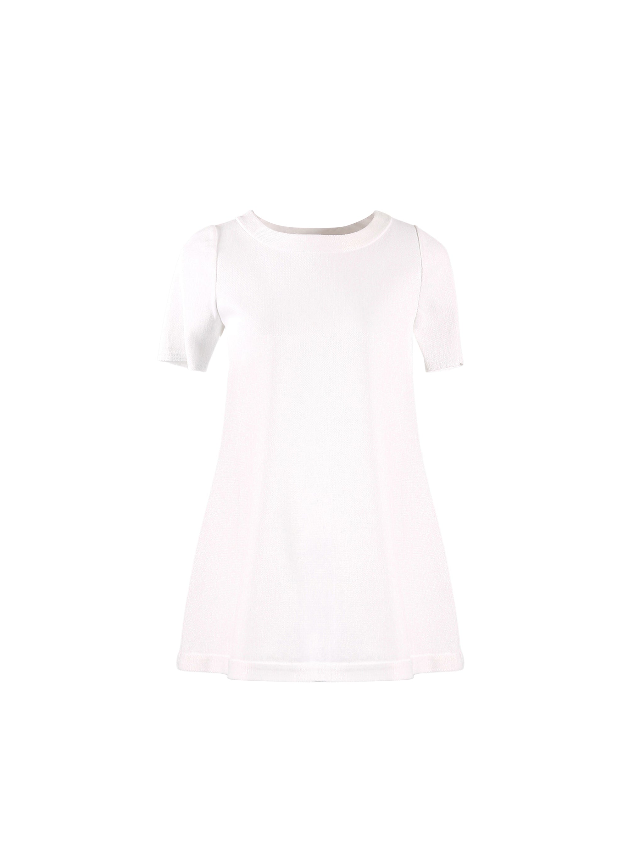 Raffia short sleeve tunic - White