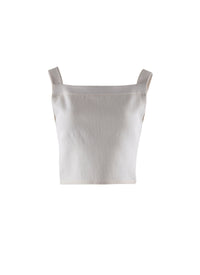 Top sans manches en rafia - Blanc Nacre