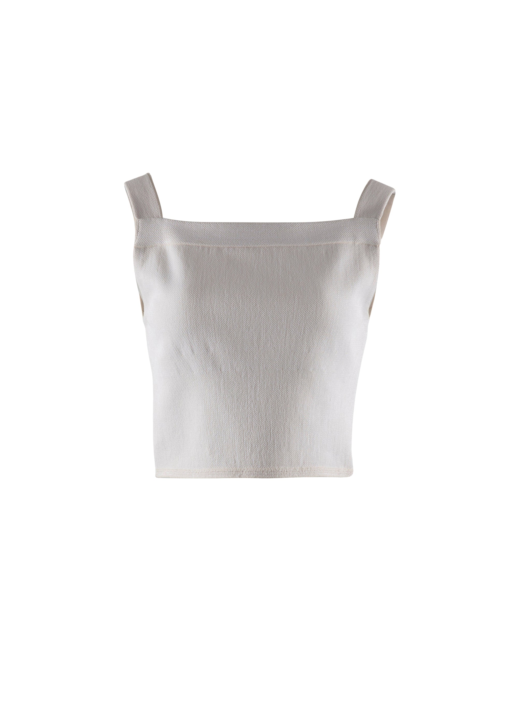 Top sans manches en rafia - Blanc Nacre