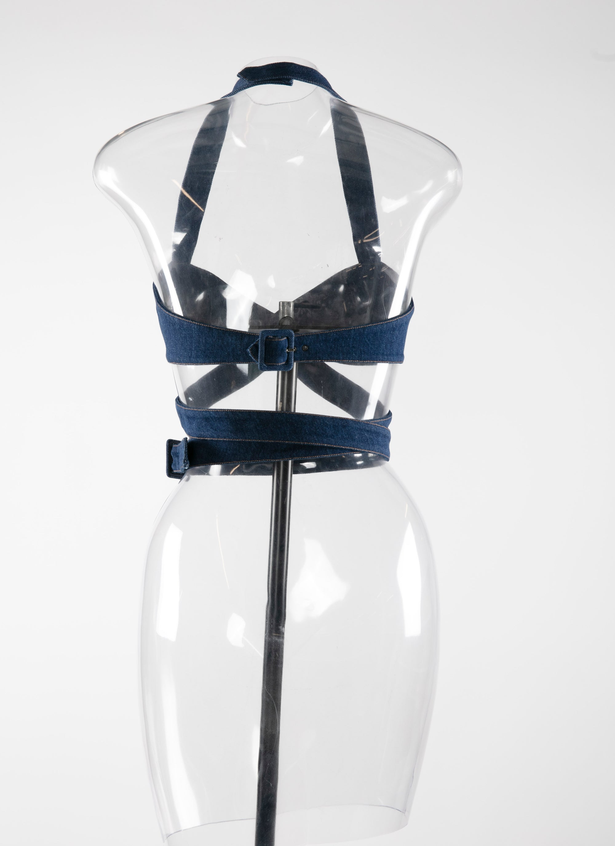 Cross-strap halter bra top - Navy