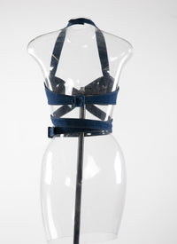 Cross-strap halter bra top - Navy