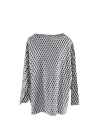 Pull à manches longues encolure bateau à motifs en soie - Noir & Blanc