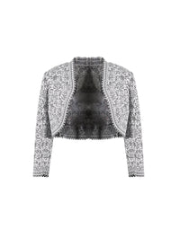 Cardigan à manches 3/4 Labyrinth en maille - Blanc & Noir