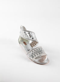 Wide-strap sandals with mirrored inserts - Silver