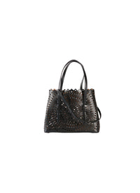Mina small openwork bag in leather - Night