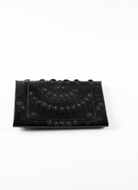 Pochette Oum fleurs en cuir - Noir