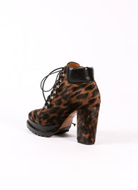 Bottines à imprimé en cuir - Marron & Noir