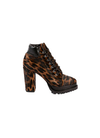 Bottines à imprimé en cuir - Marron & Noir