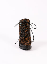 Bottines à imprimé en cuir - Marron & Noir