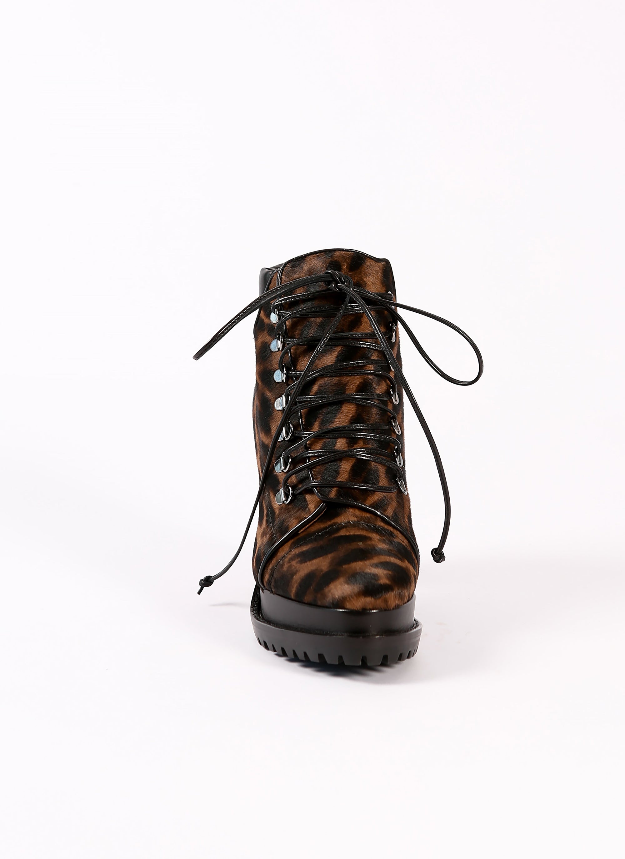 Bottines à imprimé en cuir - Marron & Noir