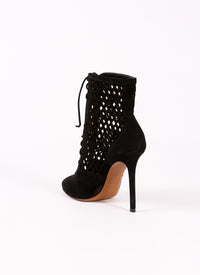 Losange ankle boots in leather - Black intense