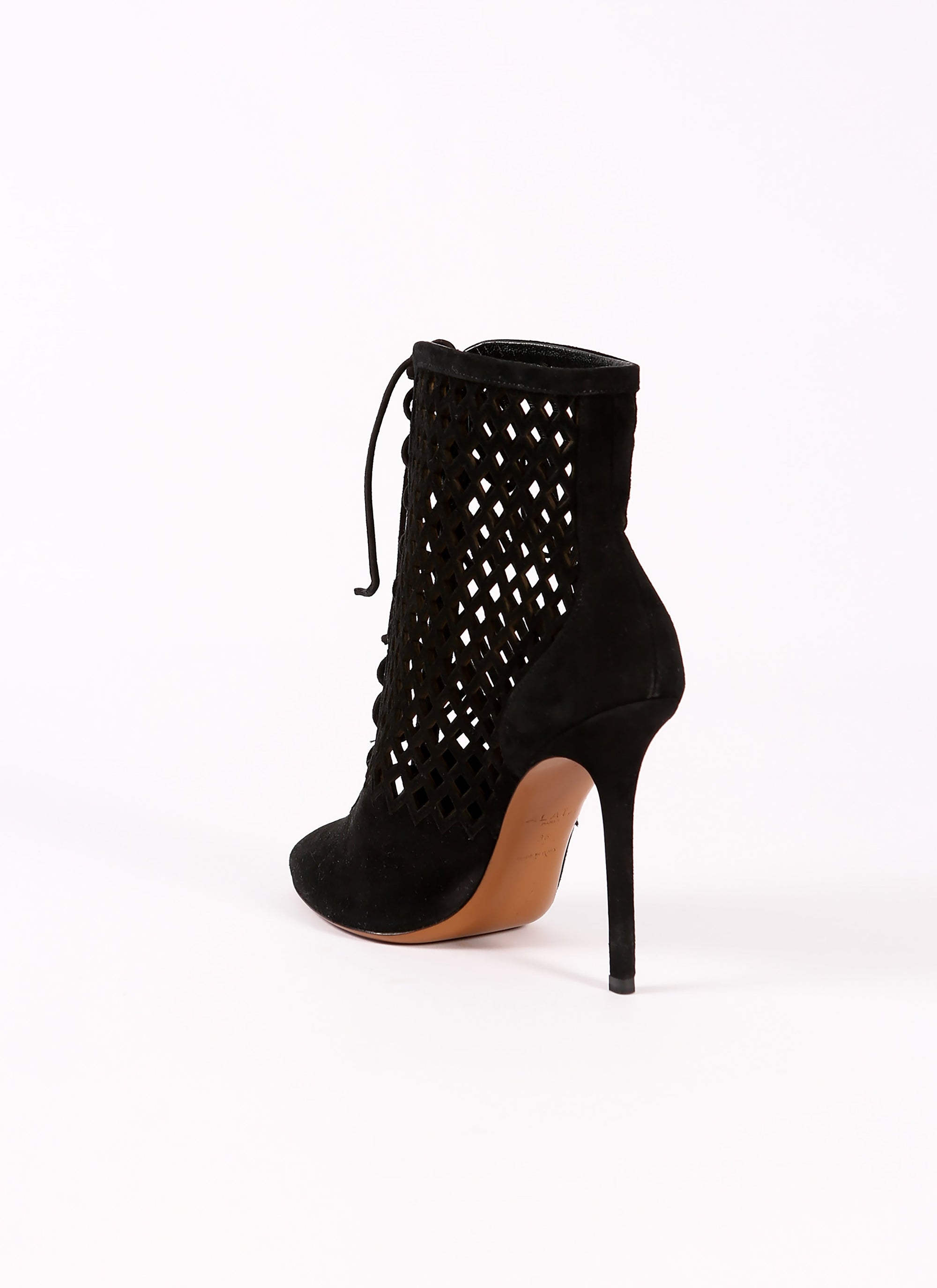 Losange ankle boots in leather - Black intense